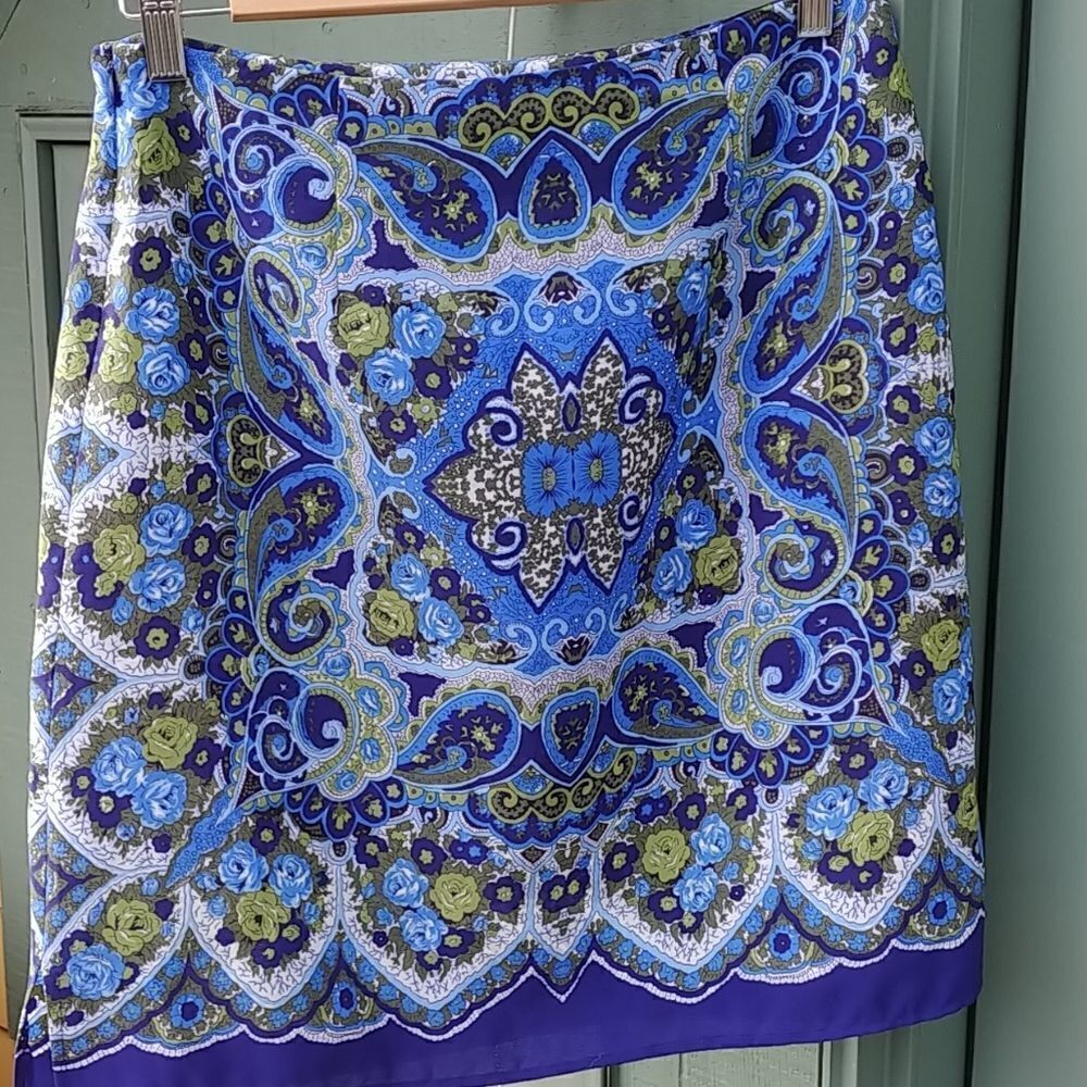 2/$20 Darling Scarf Style Blue Green Mini Skirt - Picture 5 of 8